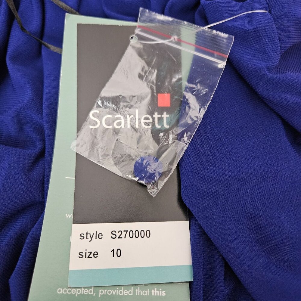 Scarlett Cocktail Midi Dress 10 Blue Sleeveless Pleated Bead Bling Party NEW - Picture 10 of 13